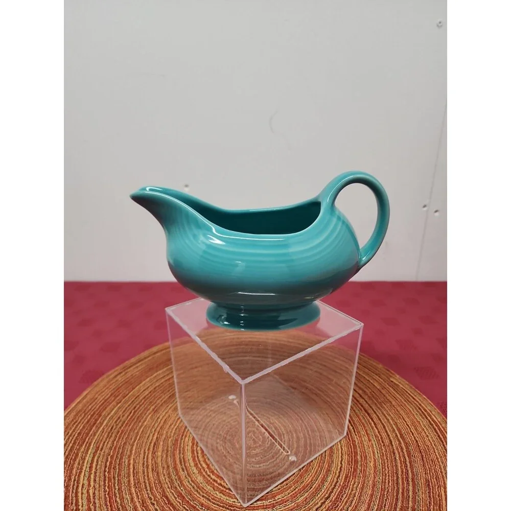 Vintage Fiesta Turquoise Gravy Boat Homer Laughlin 2005 Never Used Made In USA